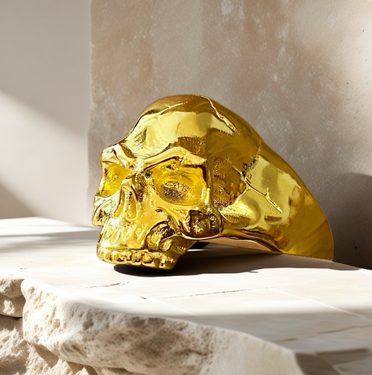 Half Jaw Skull 925 Sterling Silver/9k/14k/18k Gold Ring (Item No. GR0011）