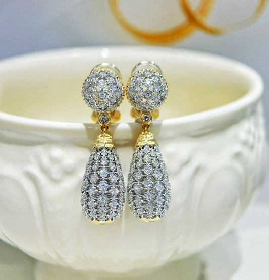 Vintage 18k Gold Diamond Earring (Item No. VT470）