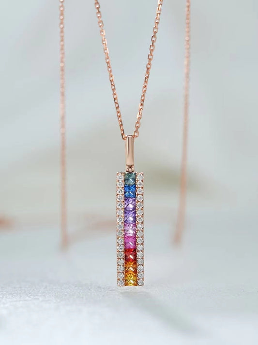 Rainbow Sapphire 18k Gold Pendant (Item No. SA088）