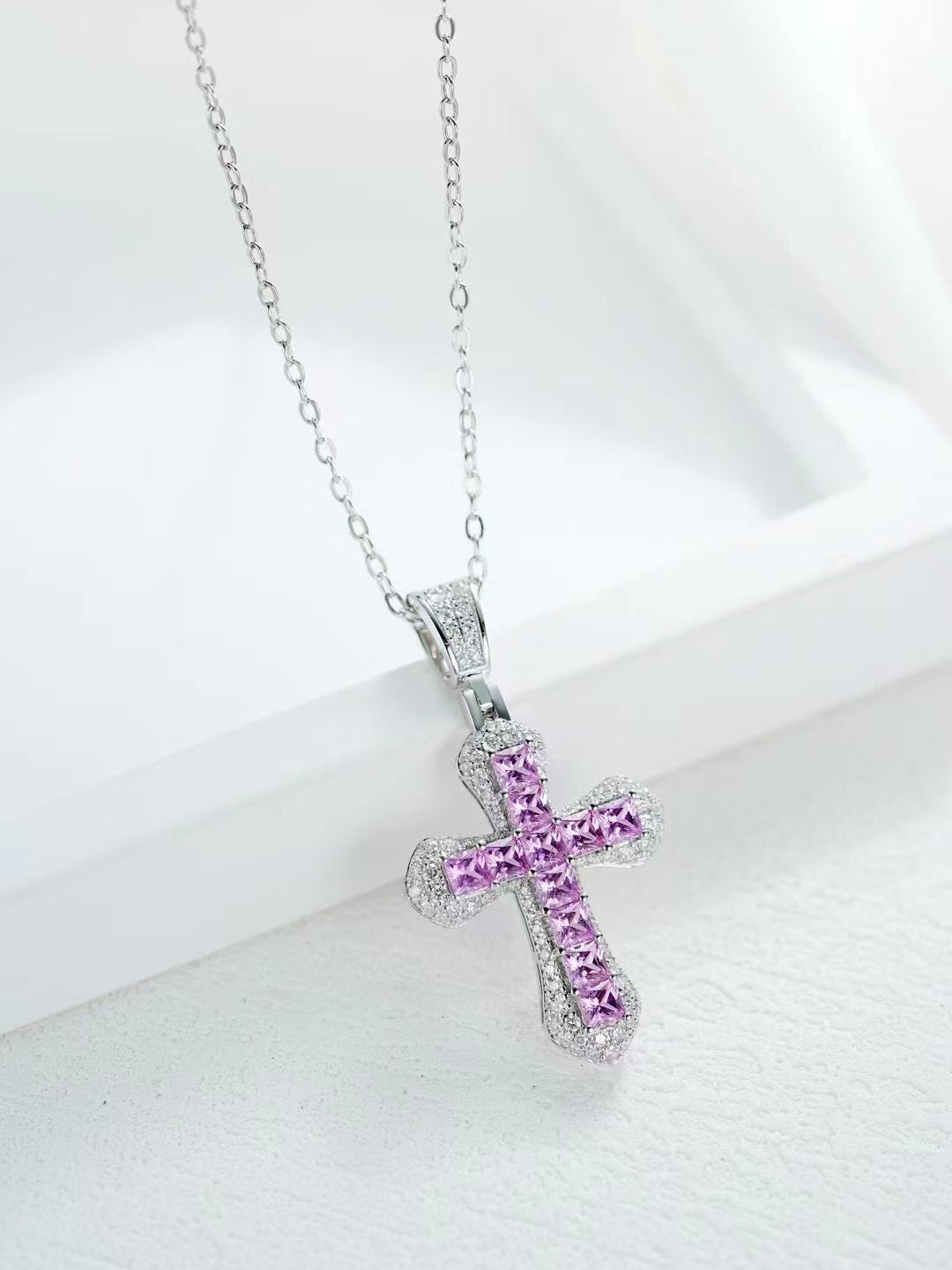 Cross Rainbow Sapphire 18K Gold Pendant (Item No. SA012）