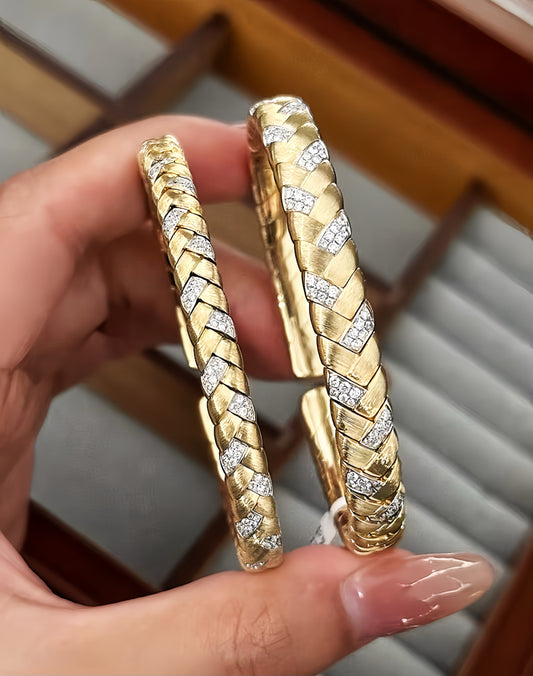 Vintage Rigato Engrave 18k Gold Diamond Bracelet (Item No. VT002）