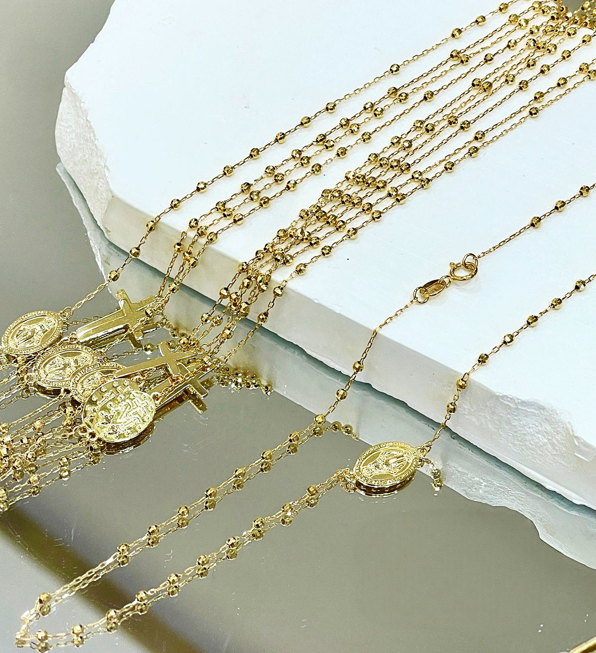 Rosary 18k Gold Necklace (Item No. SJN019）