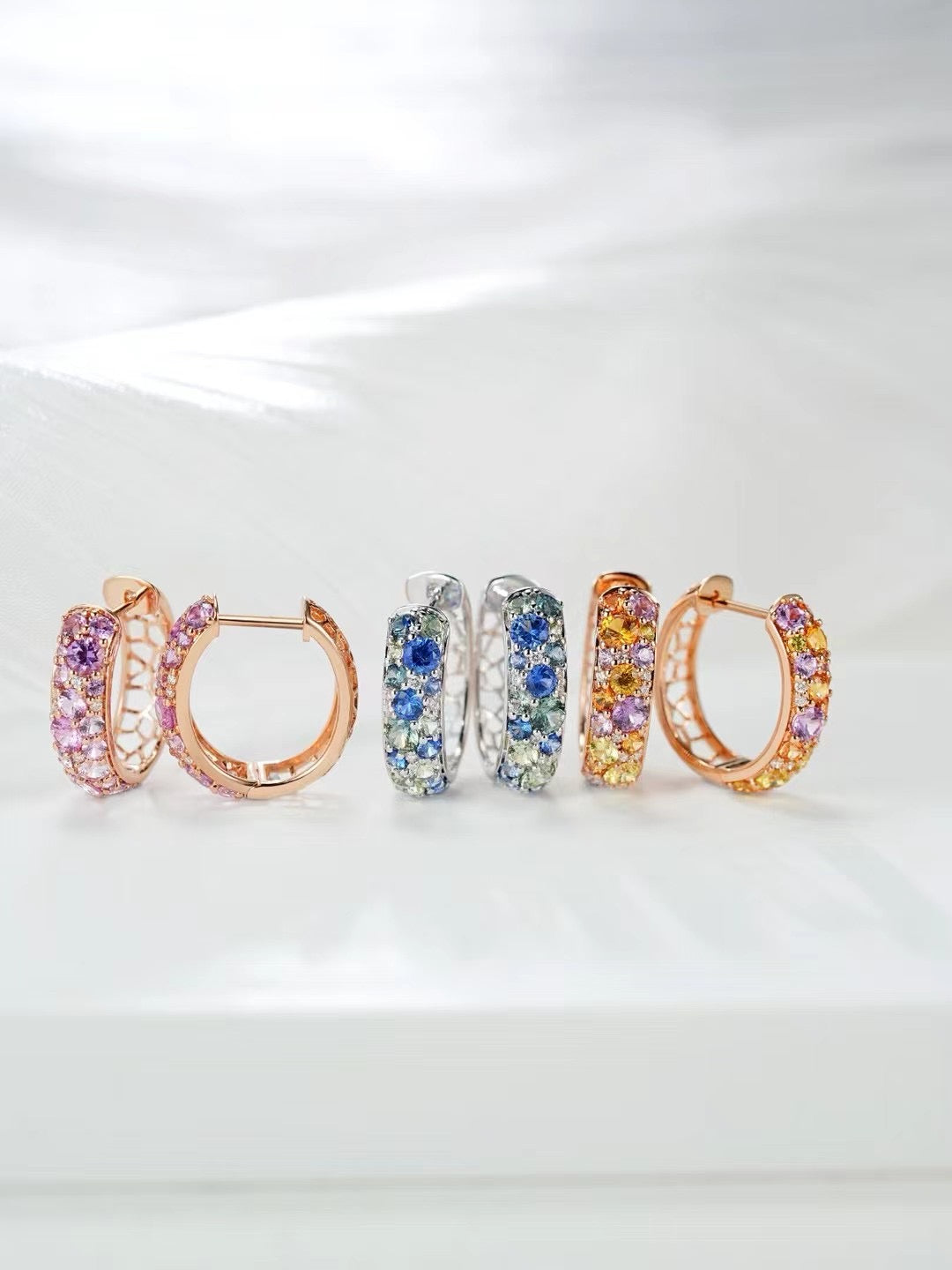 Rainbow Sapphire 18k Gold Earring (Item No. SA044）