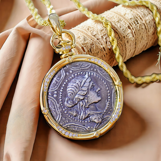 Ancient Greek Coin Medallion 18K Gold Pendant (Item No. COIN079）