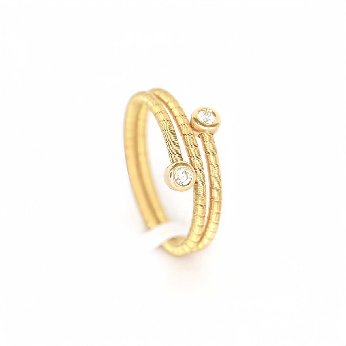 Double Twisted 18k Gold Diamond Ring (Item No. SX081CR）