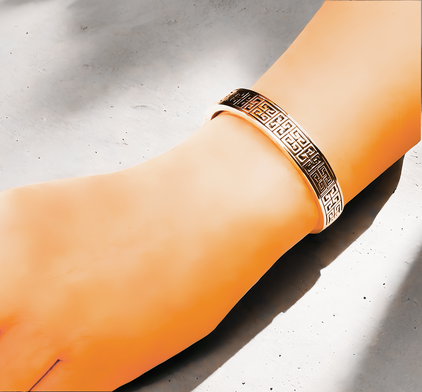 Greek Key Enamel 925 Sterling Silver/9k/14k/18k Gold Bangle(Item No. GB0010）