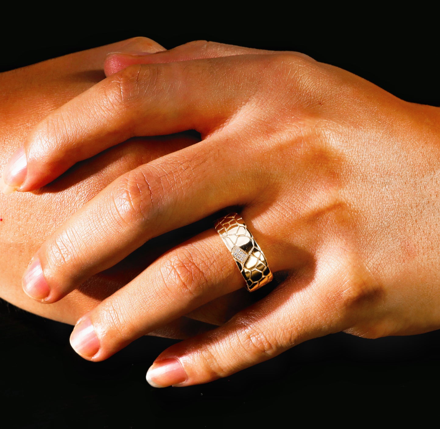 Classic Cracking Stone  Diamond 925 Sterling Silver/9k/14k/18k Gold Ring (Item No. GR0008）