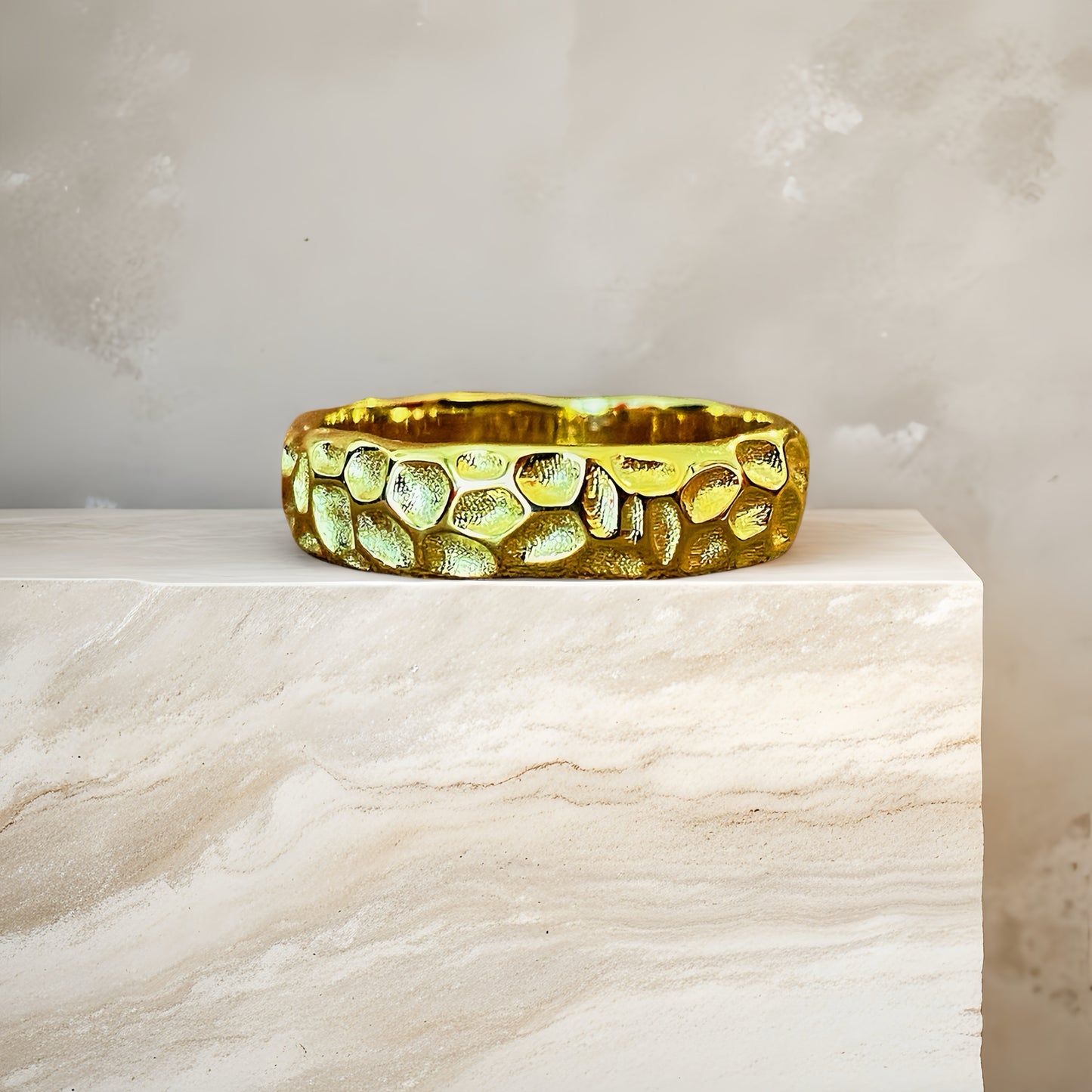 Hammered Sterling Silver/9k/14k/18k Gold Ring (Item No. GR0005）