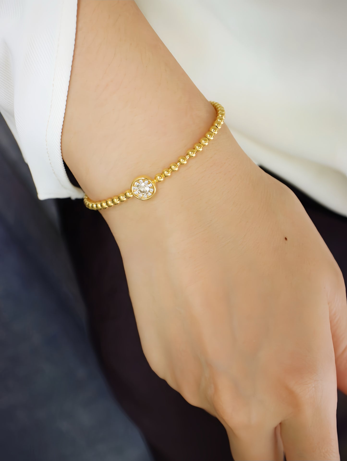 Four-leaf Clover Vintage 18k Gold Diamond Bracelet (Item No. VT130）