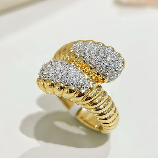 Vintage 18k Gold Diamond Ruby Ring (Item No. VT407）