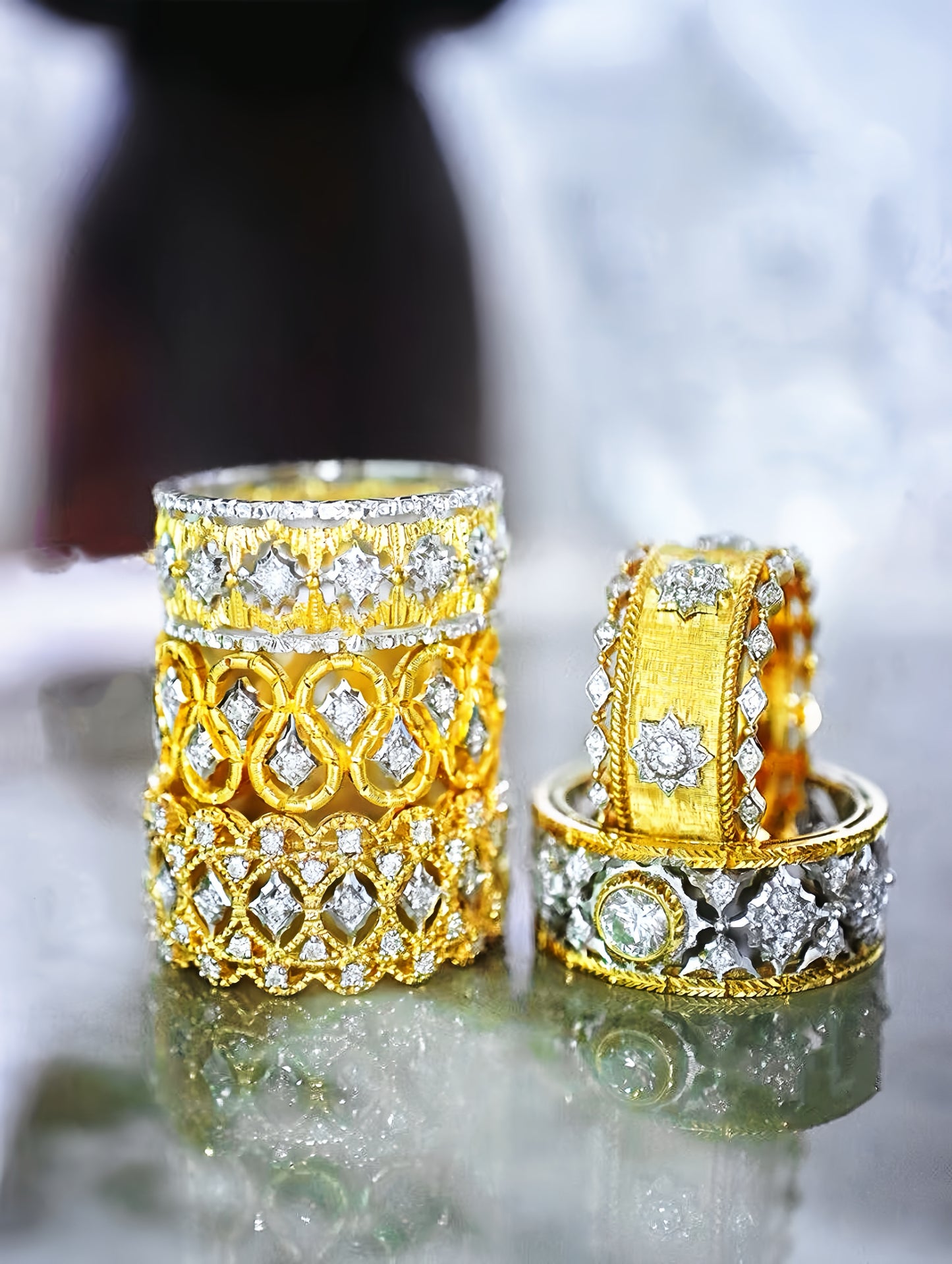 GuipureLace Vintage 18k Gold Diamond Ring (Item No. VT026）