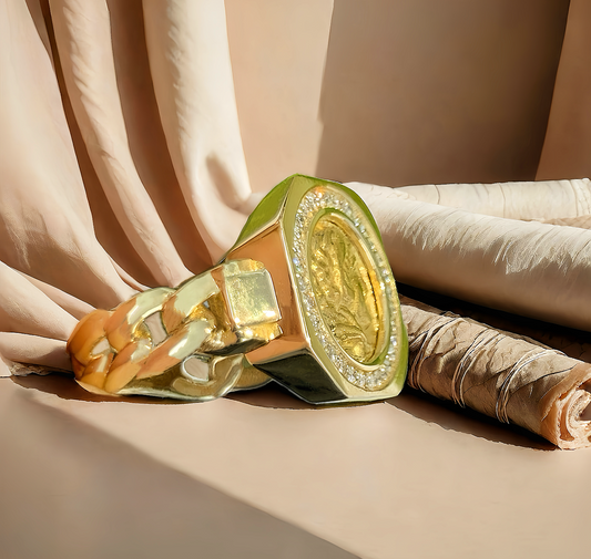 Ancient Greek Coin Medallion Electrum Gold 24k Gold Ring (Item No. COIN72）