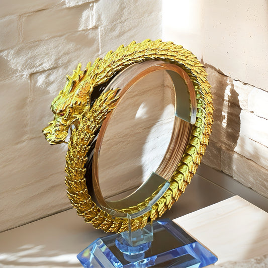 Dragon Elastic Sterling Silver/9k/14k/18k Gold Bracelet (Item No. GB0001）