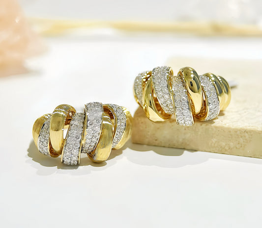 Vintage 18k Gold Diamond Earring (Item No. VT335)