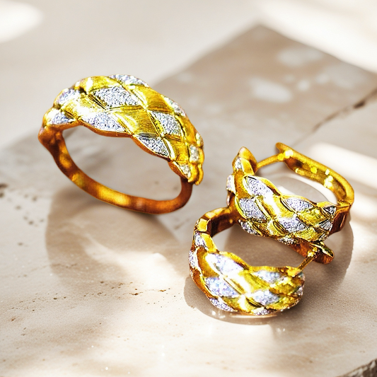 Vintage Rigato Engrave 18k Gold Diamond Ring (Item No. VT025）