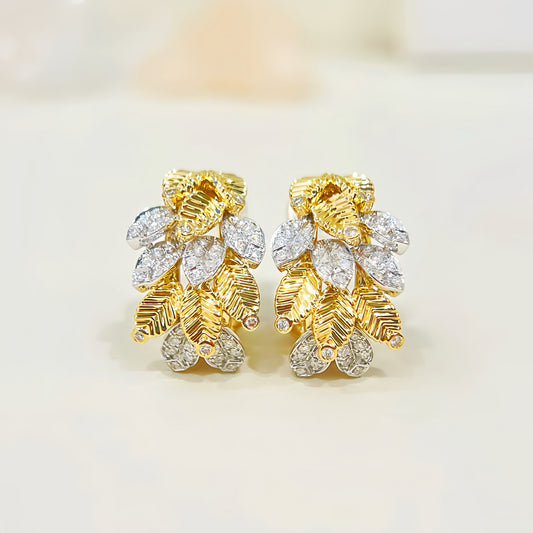 Leaf Vintage 18k Gold Diamond Earring (Item No. VT 289)