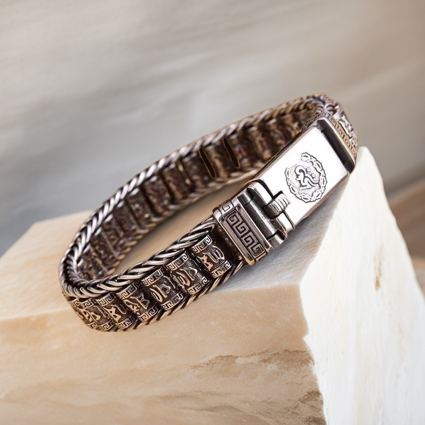 Prayer Wheel Buddha Silver Bracelet Chain (Item No. B0088)