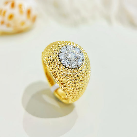 Flower Vintage 18k Gold Diamond Ruby Ring (Item No. VT270)