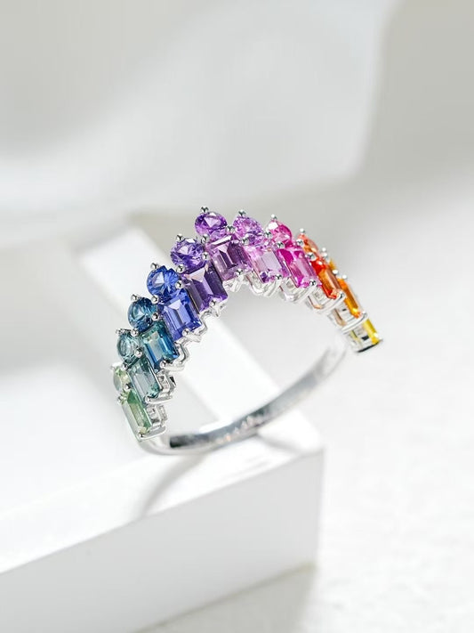 Rainbow Sapphire 18k Gold Ring (Item No. SA122）