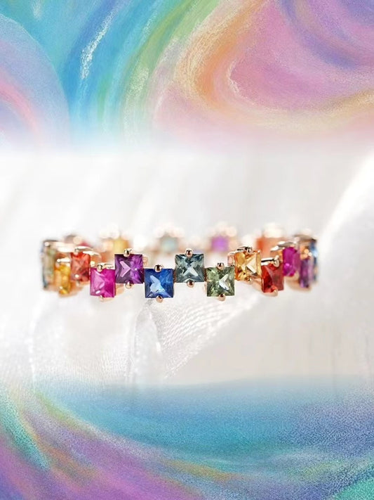 Rainbow Sapphire 18k Gold Ring (Item No. SA093）