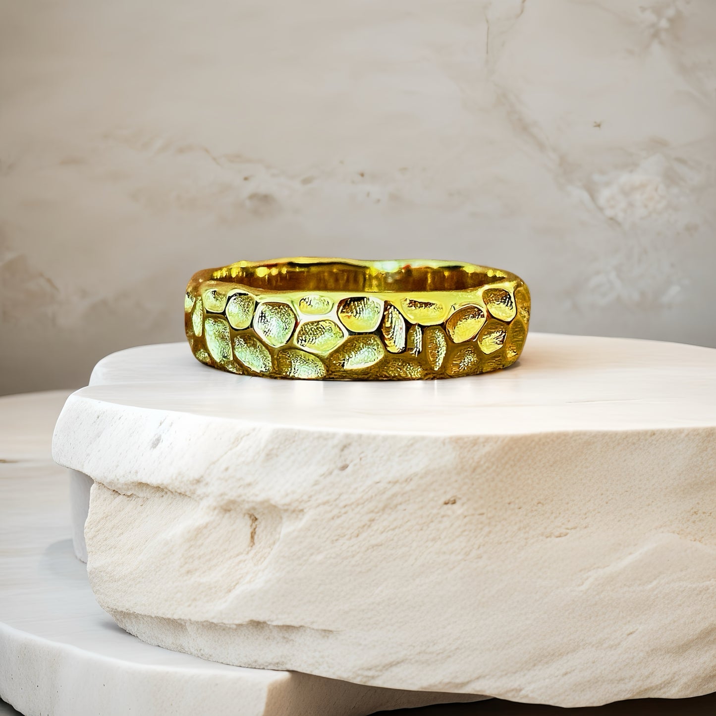 Hammered Sterling Silver/9k/14k/18k Gold Ring (Item No. GR0005）