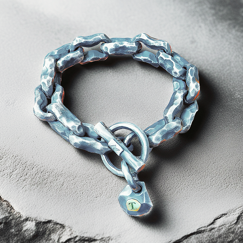 Heavy Metal Hammered Silver Bracelet Oxidized (Item No.B0608)