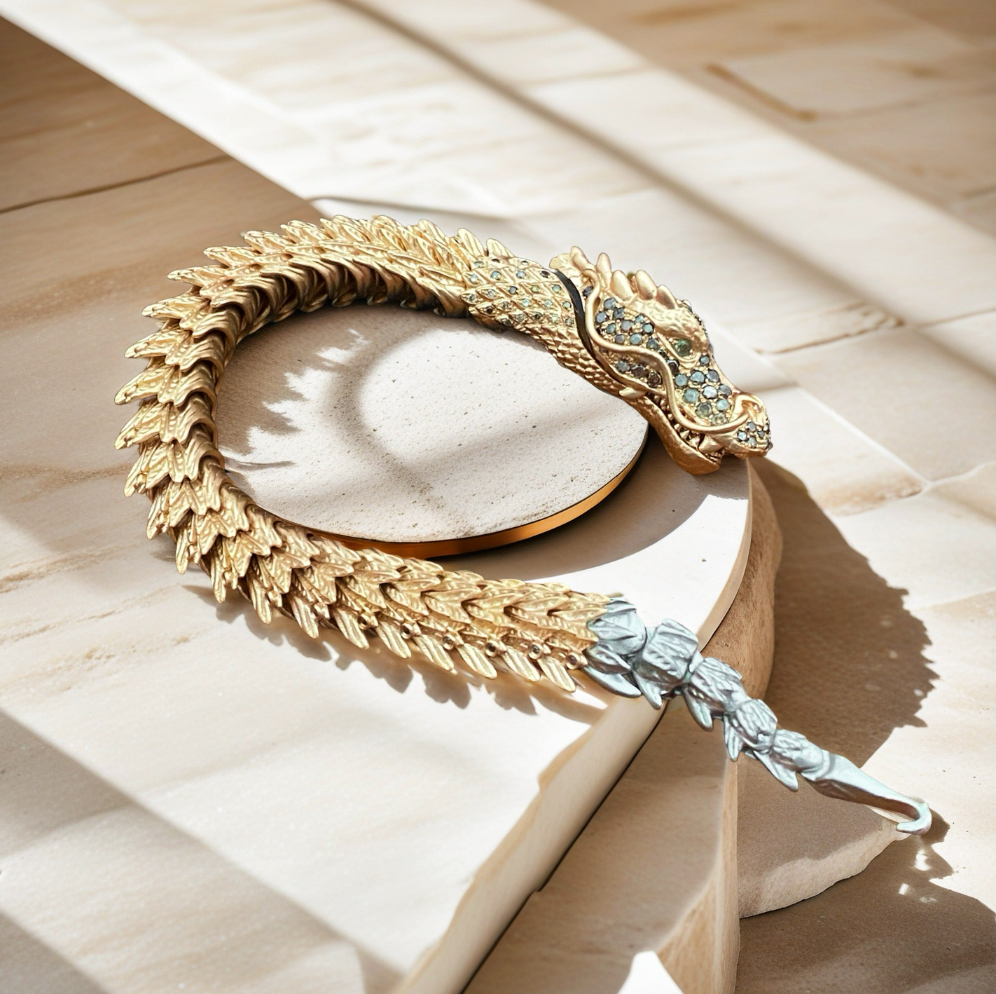 Gold Dragon Diamond Bracelet Chain (Item No. GB0023)