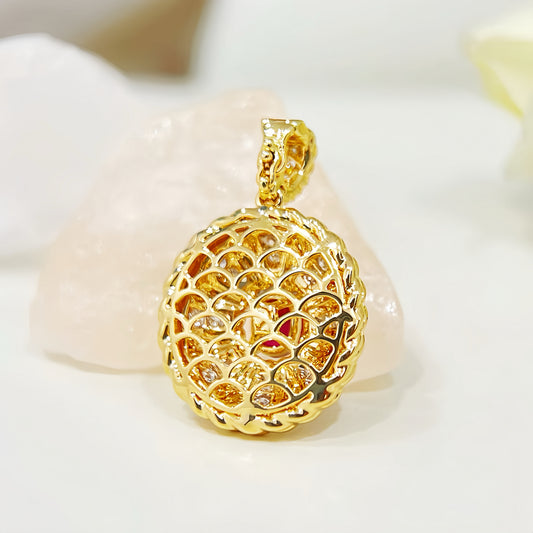 Enamel 18k Gold Diamond Ruby Pendant (Item No. VT 295)