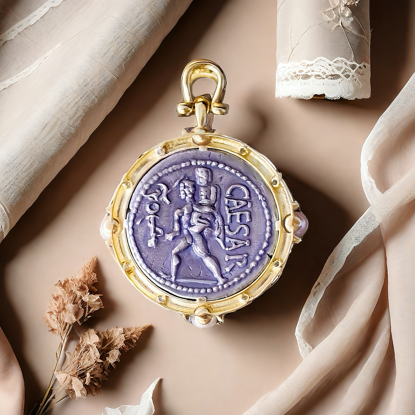 Venus Ancient Greek Coin Medallion 18K Gold Pendant (Item No. COIN014）