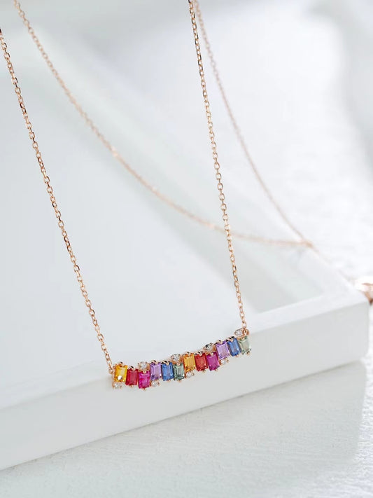 Rainbow Sapphire 18k Gold Necklace Set (Item No. SA099）