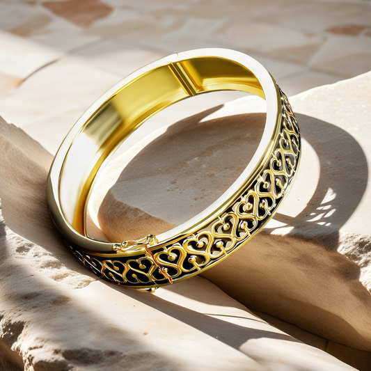 Greek Key Enamel 925 Sterling Silver/9k/14k/18k Gold Bangle(Item No. GB0012）