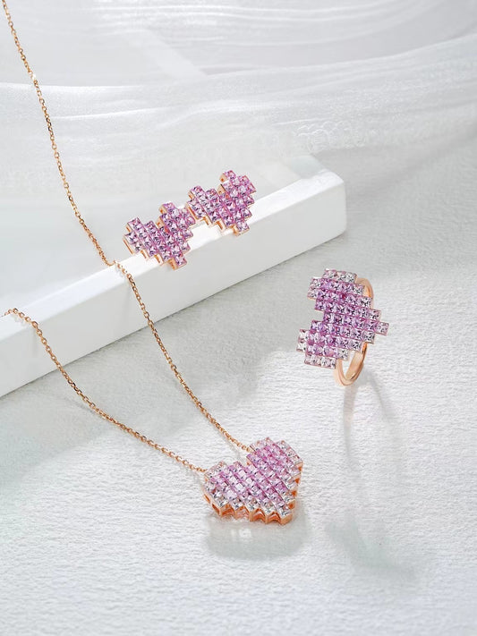 Heart Rainbow Sapphire 18k Gold Earring (Item No. SA105）