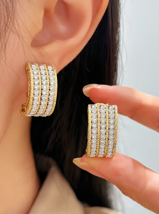 Vintage 18k Gold Diamond Earring (Item No. VT018）