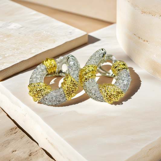 Vintage 18k Gold Diamond Earring (Item No. VT233）