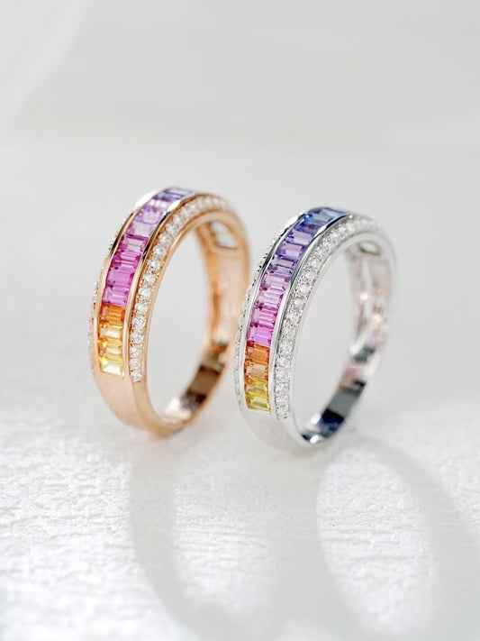 Rainbow Sapphire 18k Gold Ring (Item No. SA116）