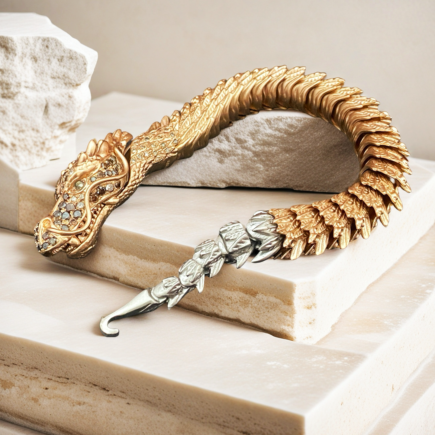 Gold Dragon Diamond Bracelet Chain (Item No. GB0023)