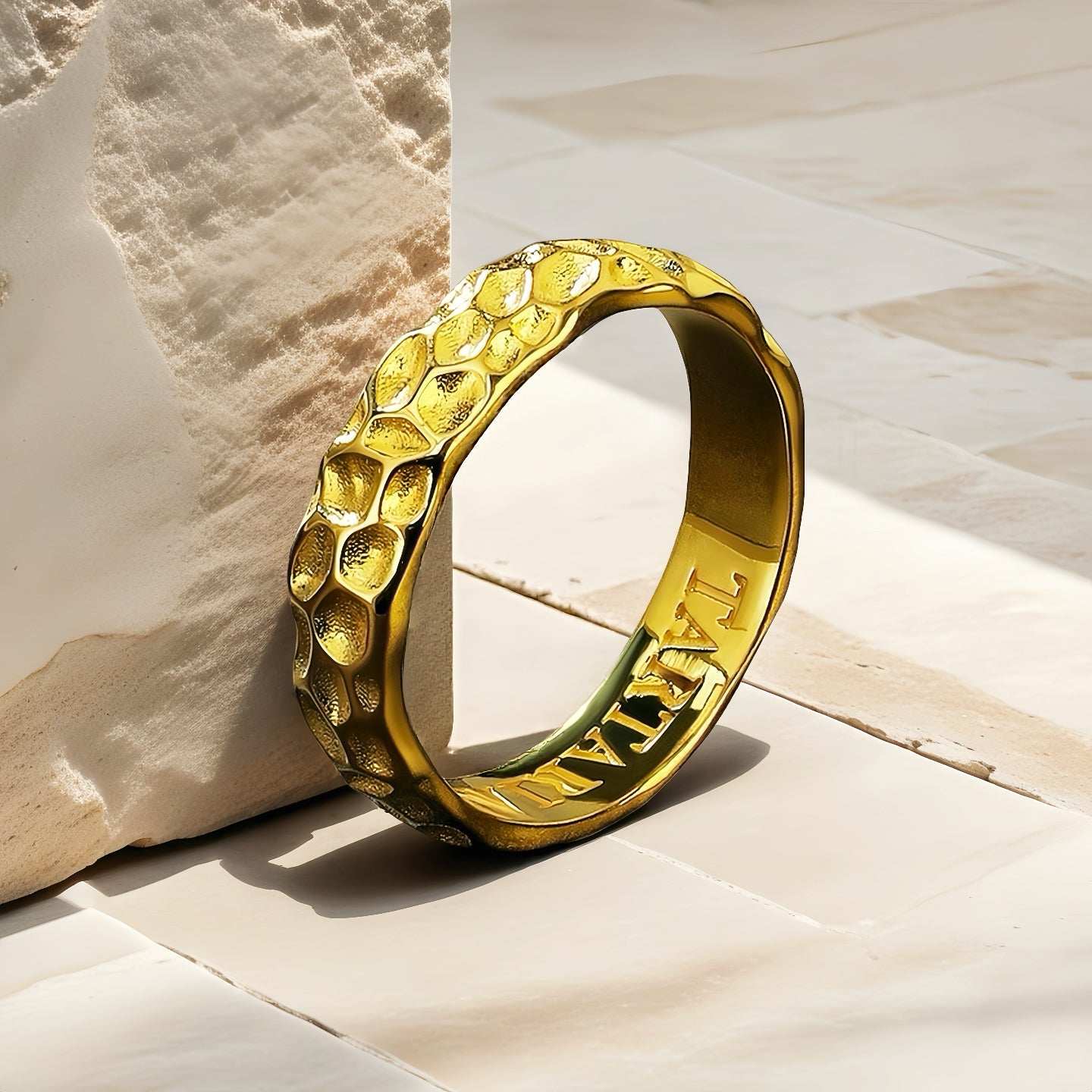 Hammered Sterling Silver/9k/14k/18k Gold Ring (Item No. GR0005）