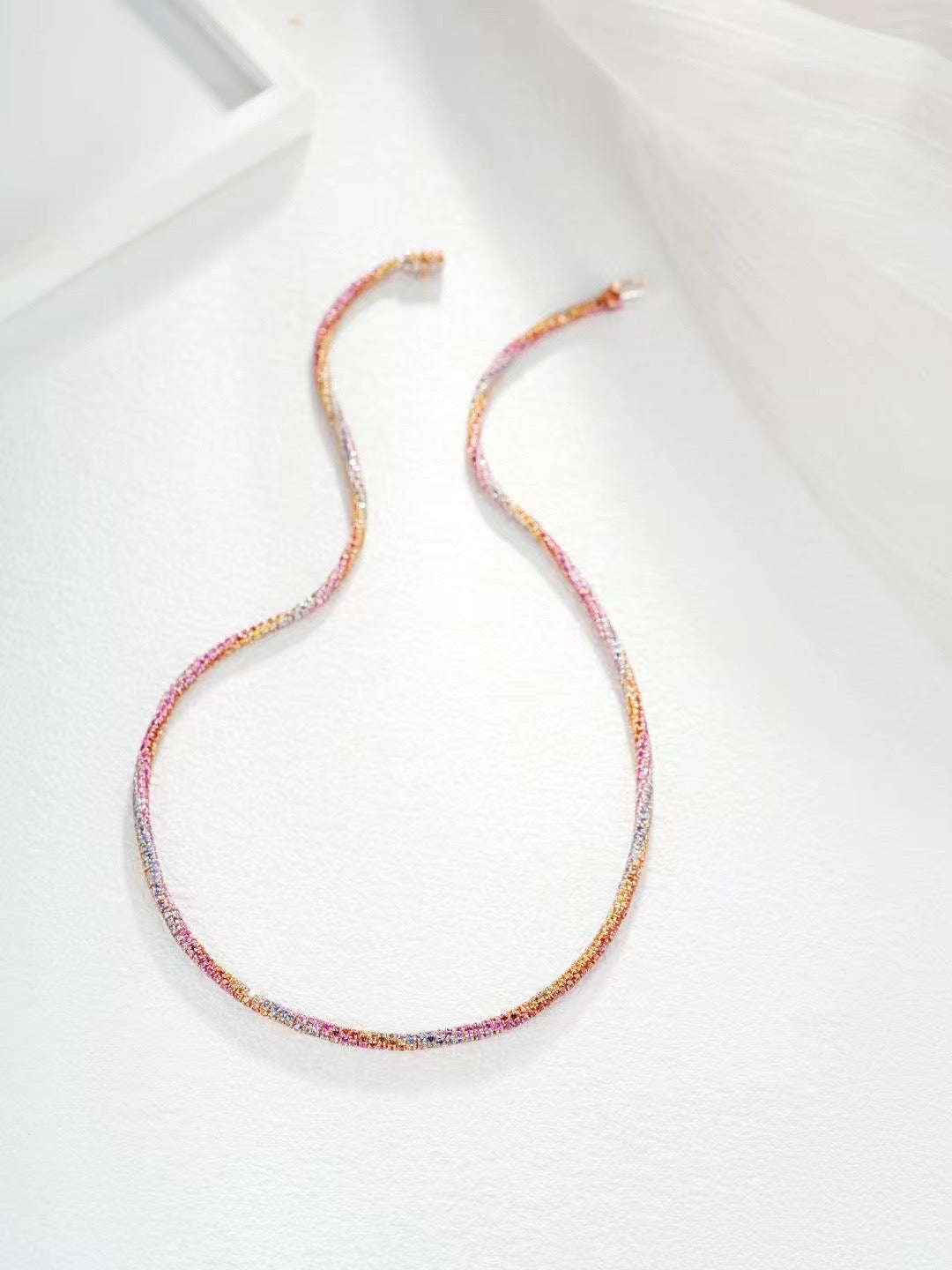 Rainbow Sapphire 18K Gold Necklace(Item No. SA006）