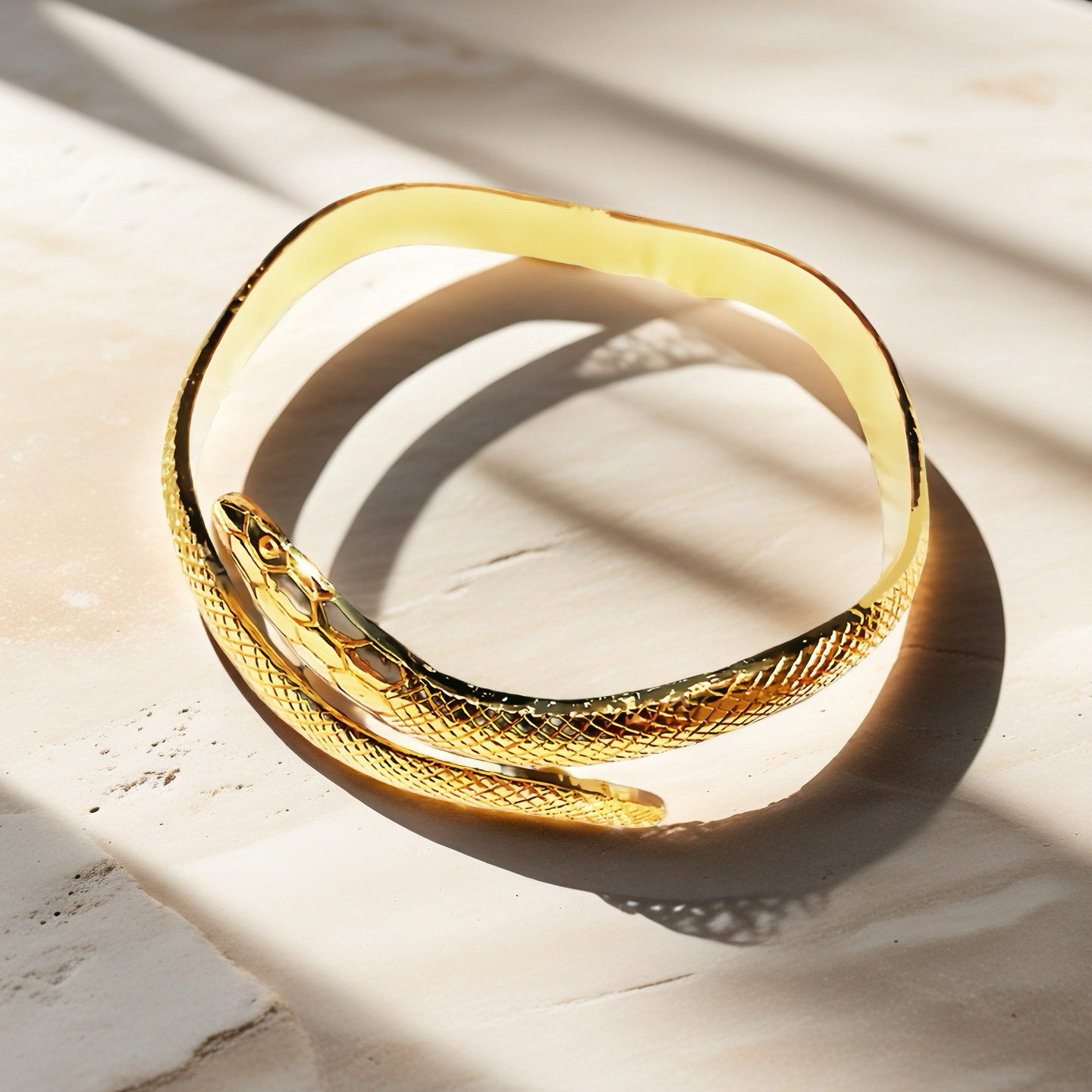 Ouroboro 24K Gold Bangle (Item No. GB0025）