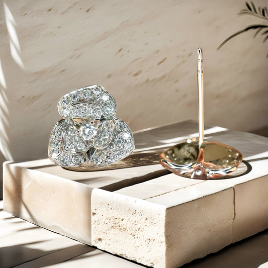 Rose 18k Gold Diamond Earring (Item No. VT190）