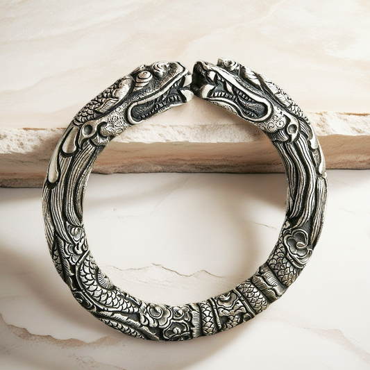 300g Double Dragon Silver Bangle (Item No. B0015)