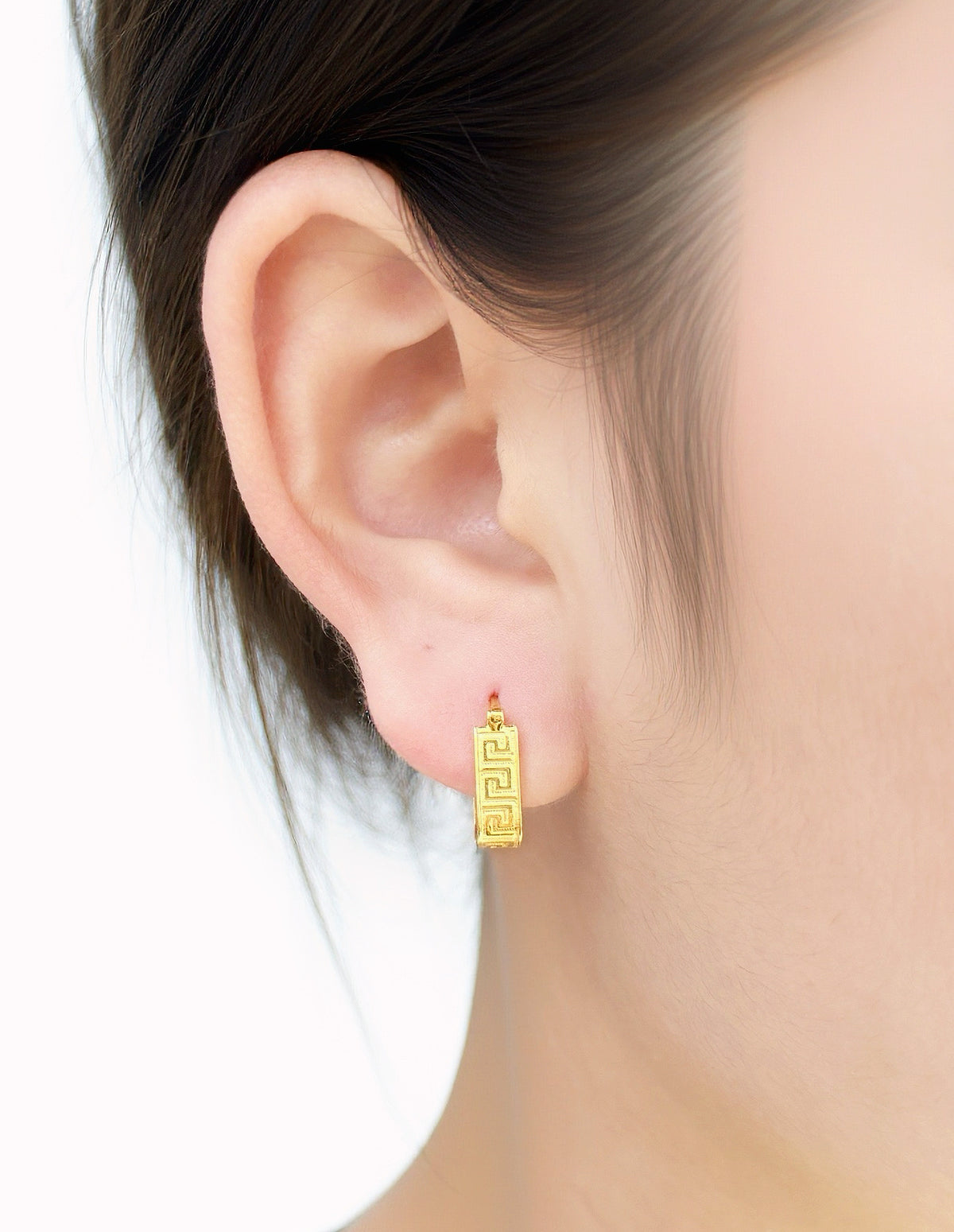 Geometry Greek Key 18k Gold Earring (Item No. SJER015）