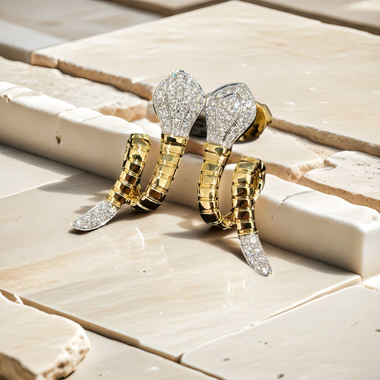 Snake 18k Gold Diamond Sapphire Earring (Item No. VT193）