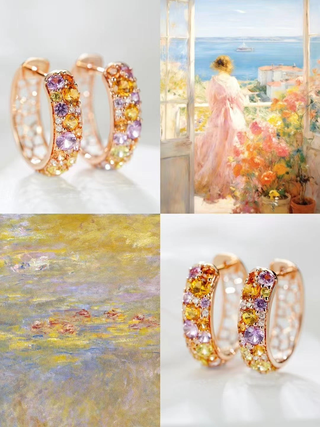 Rainbow Sapphire 18k Gold Earring (Item No. SA044）