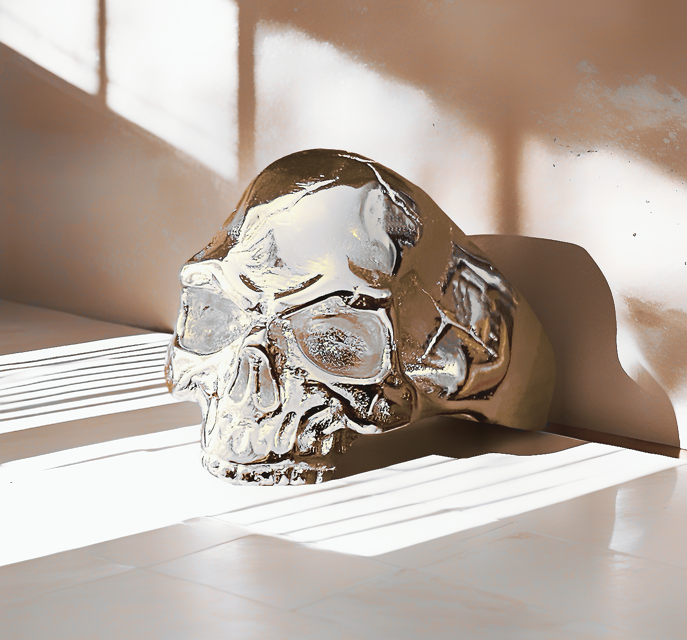 Half Jaw Skull 925 Sterling Silver/9k/14k/18k Gold Ring (Item No. GR0011）