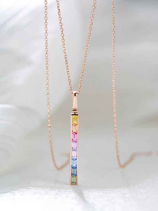Rainbow Sapphire 18k Gold Pendant (Item No. SA074）