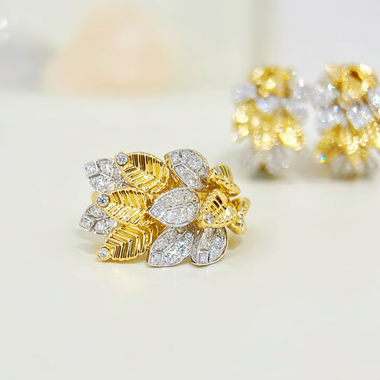 Leaf Vintage 18k Gold Diamond Ring (Item No. VT 288)