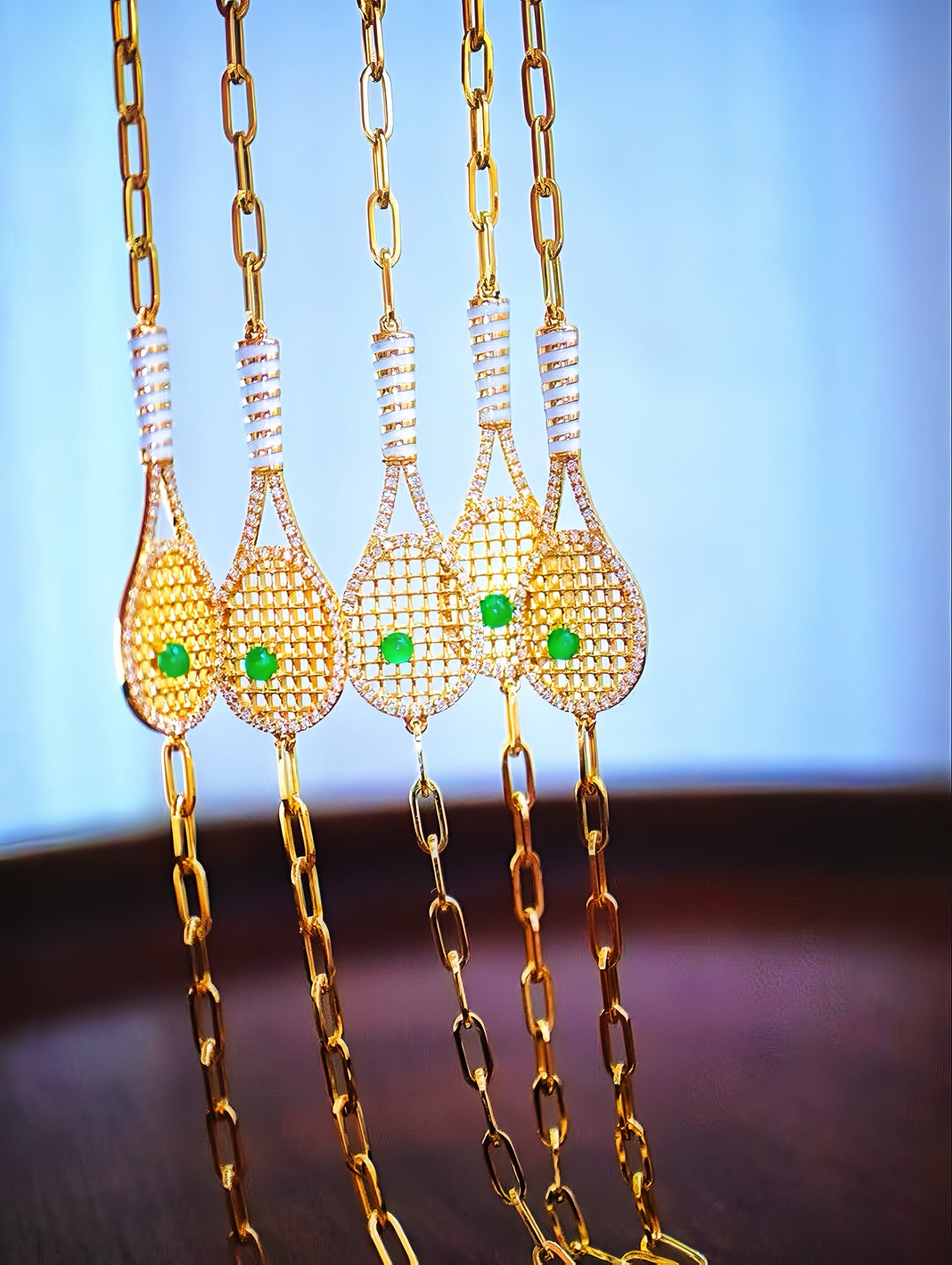 Tennis Racket 18k Gold Diamond  Bracelet (Item No. VT095）