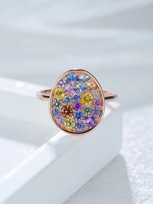 Rainbow Sapphire 18k Gold Ring (Item No. SA059）