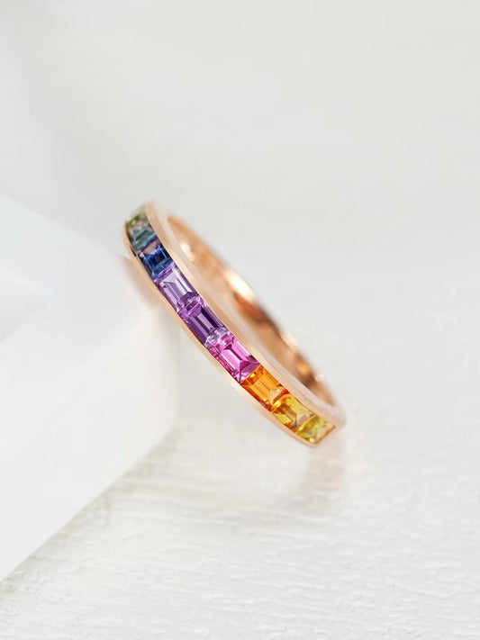 Rainbow Sapphire 18k Gold Ring (Item No. SA065）